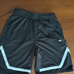 Adidas Black and White Athletic Shorts Lightweight Elastic Waist